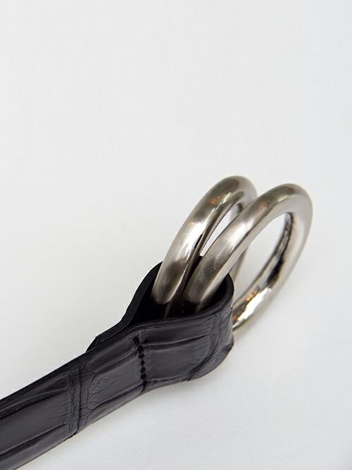 THE SOLEザ ソール クロコダイル ダブルリングベルト BLACK