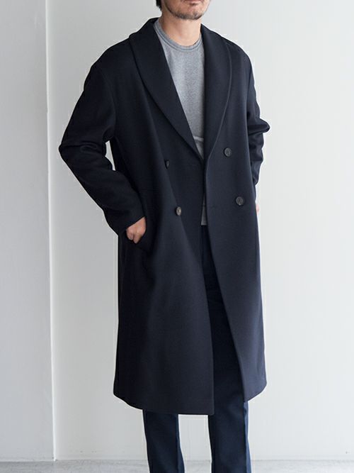 Hevoイーヴォ ショールカラーコート BITETTO NAVY | ITAL STYLE WEAR