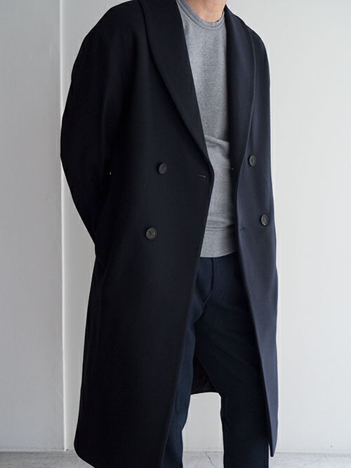 Hevoイーヴォ ショールカラーコート BITETTO NAVY | ITAL STYLE WEAR