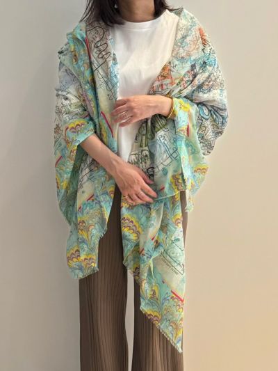 Faliero Sartiファリエロ サルティ チェックカシミヤ混ストール