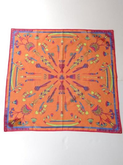 manipuri オレンジ刺繍ストール manipuri / フィッシュ リネン ストール（ストール/ショール