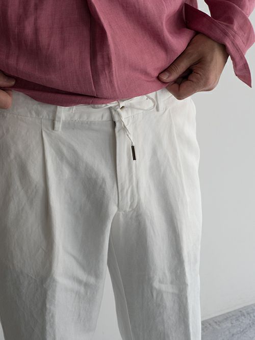 【3回のみ着用・超美品】Germano ホワイトリネン ドローコード 3回のみ着用・超美品】Germano ホワイトリネン ドローコード