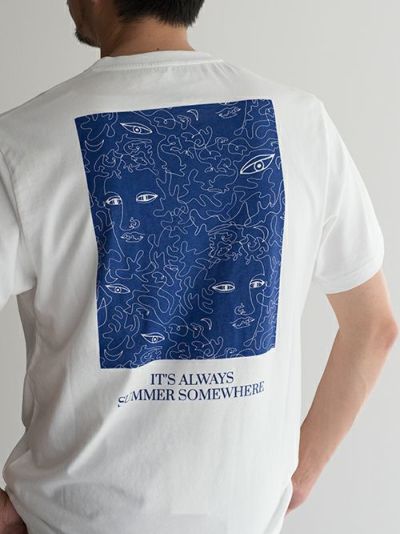 新品40WEFTフォーティーウエフトTシャツ白地ボタニカル花柄男女兼用超涼しい 40WEFTフォーティーウェフト プリントTシャツ WHITE | ITAL