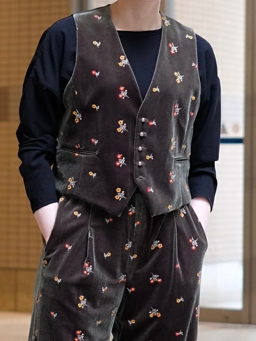 TICCAティッカ フラワーベロアベスト KHAKI | ITAL STYLE WEAR
