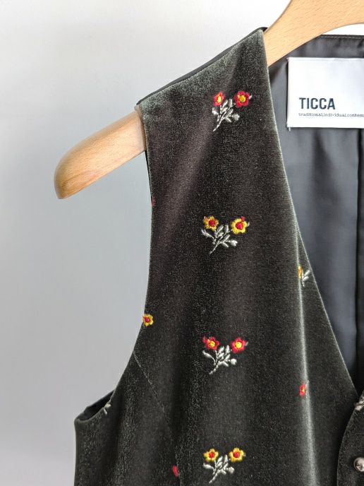 TICCAティッカ フラワーベロアベスト KHAKI | ITAL STYLE WEAR