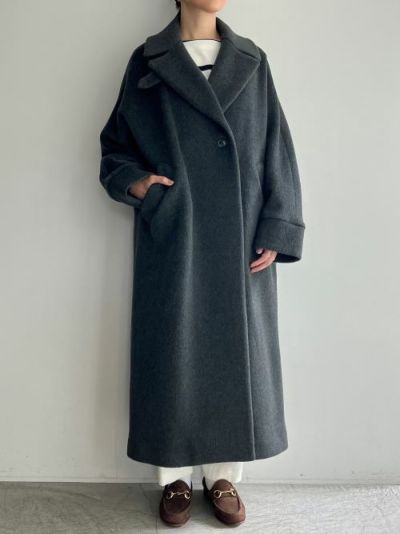 新品未使用 ティッカ 23AW テントコート モヘヤ混 ダブルブレスト ネイビー アウター