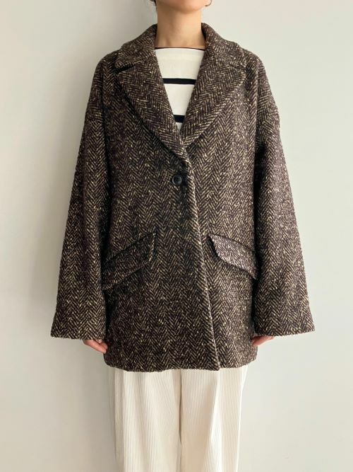TICCAティッカ ミックスツイードジャケットコート BROWN | ITAL STYLE WEAR