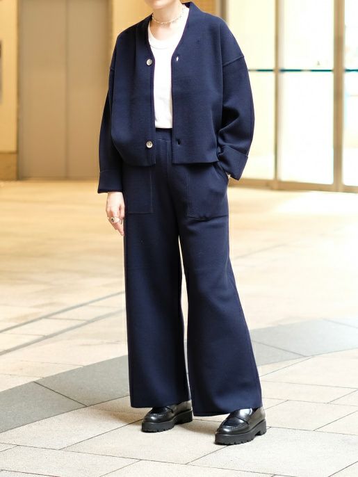 美品 TICCA 日本製 ウール ニット オーバーサイズ ジャケット ネイビー 美品 TICCA 日本製 ウール ニット オーバーサイズ ジャケット ネイビー