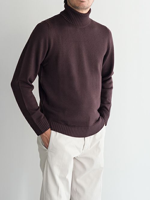 Drumohr ウール 5G タートルネックニット バイカラー ブラウン 48 Drumohrドルモア タートルネック 【全3色】 | ITAL STYLE WEAR