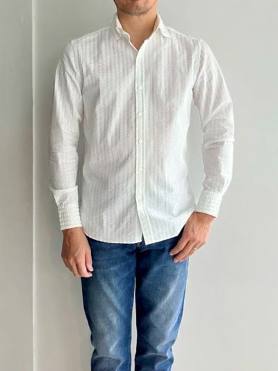 LARDINIラルディーニ メッシュ編みオープンカラーシャツ BLACK