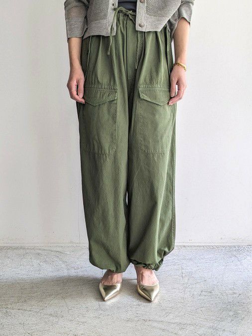 美品✨ティッカ 24SS 定価2.6万 カーゴパンツ カーキ ドローコード ファッションレター Fashion Letter 【M-4L】メンズライク
