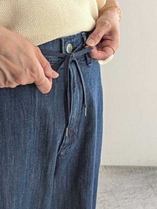 YANUKヤヌーク パンツ Relaxワイドストレート LILITH IND(NAVY