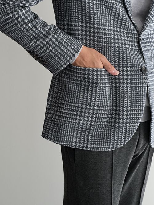 【美品】CIRCOLO ジャージージャケット チェック 48グレー CIRCOLO 1901チルコロ 1901 グレンチェック柄ジャージージャケット