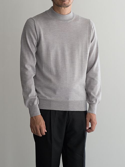 MORGANO ボーダー クルーネックニット 48 グレー Morganoモルガノ