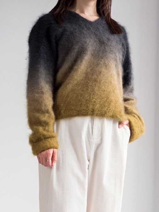 ENRICA エンリカ グラデーションカシミヤ シャギーVニット【全2色