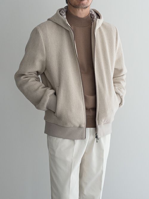 Drumohr イタリア製 ダブルジップ コットン ニットジャケット ブルゾン Drumohrドルモア ニットブルゾン BEIGE | ITAL STYLE WEAR