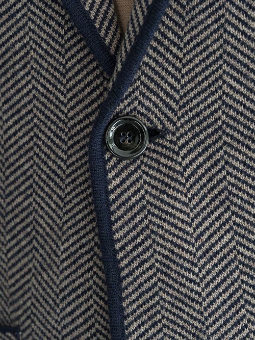 LARDINIラルディーニ ヘリンボーン柄ニットジャケット NAVY | ITAL LARDINIラルディーニ ヘリンボーン柄ニットジャケット NAVY | ITAL
