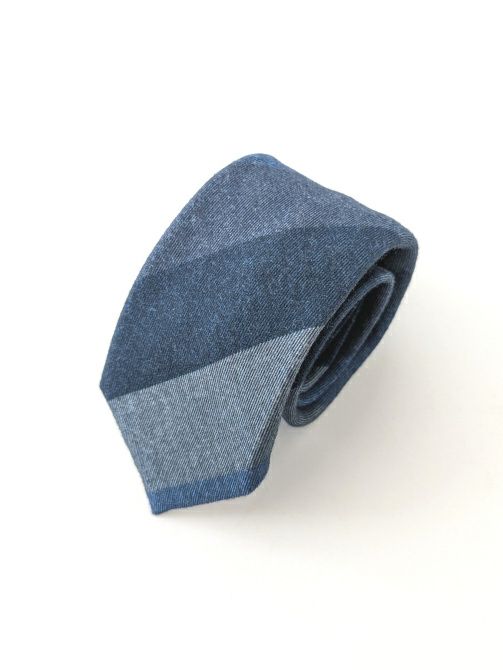 STEFANO CAU ステファノカウ ウールネクタイ レジメンタル柄 NAVY.S