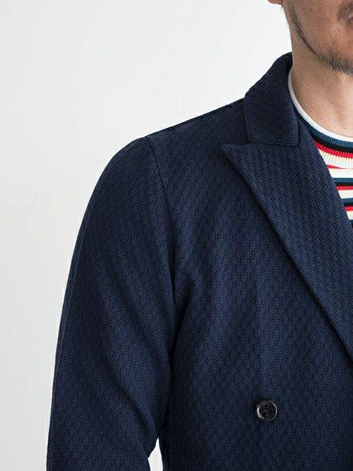 LARDINI ラルディーニ ダブルブレスト ニットジャケット NAVY | ITAL